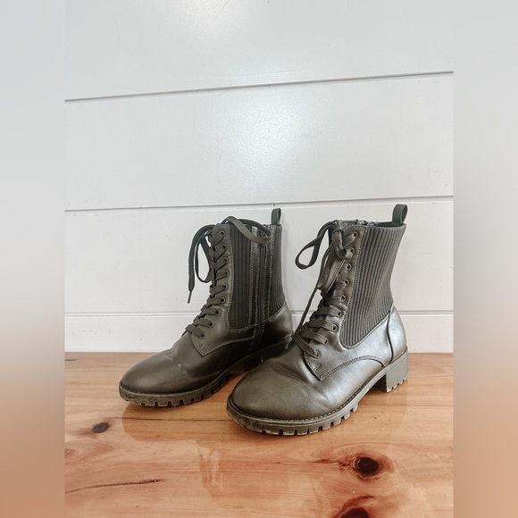 Army Green Combat Boots - Lace Front/Side Zip - Penn 8WW - Picture 2 of 11